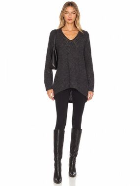 Line oversized sweater chunky knit dark grey size medium wool blend
